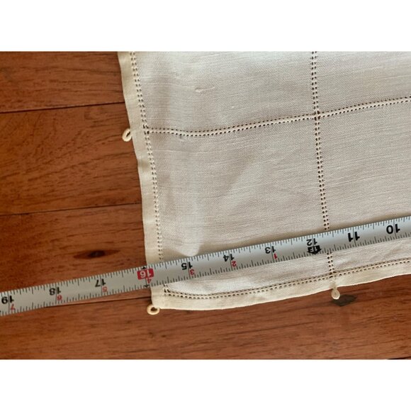 Handmade White Linen Table Runner With Delicate Hemstitching & Loop Accents - Picture 6 of 7
